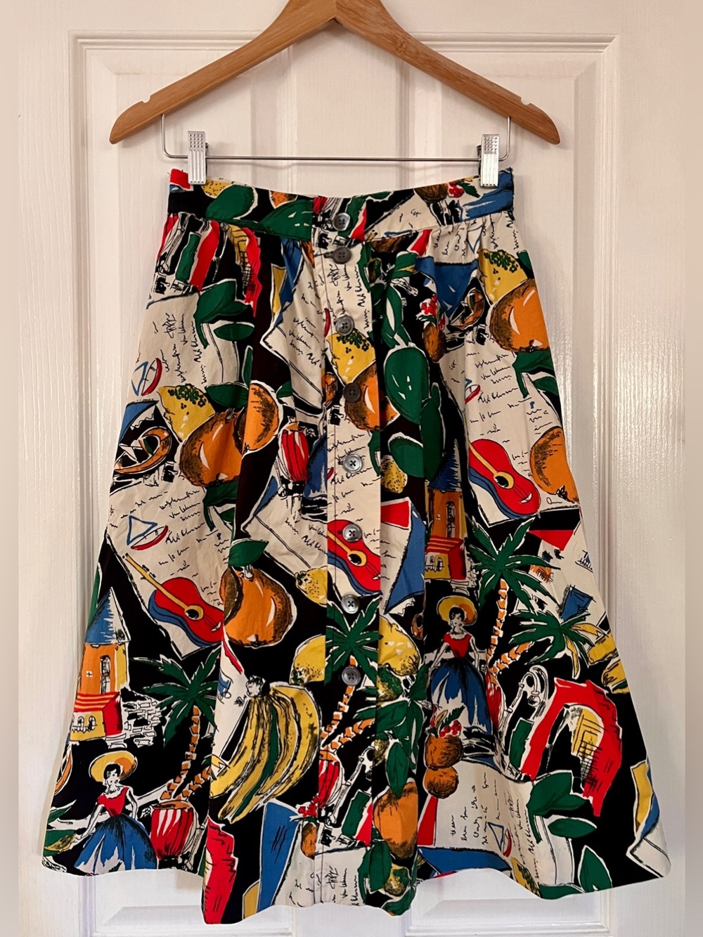 J. Crew 100% Cotton Vibrant Tropical Midi Skirt